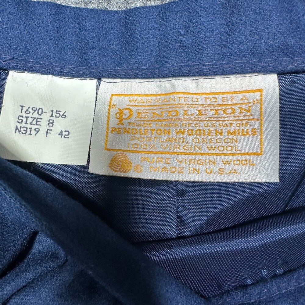 Vintage Pendleton Skirt Womens 8 Blue Wool Pencil Lined Button Waist Made in USA - Picture 3 of 5